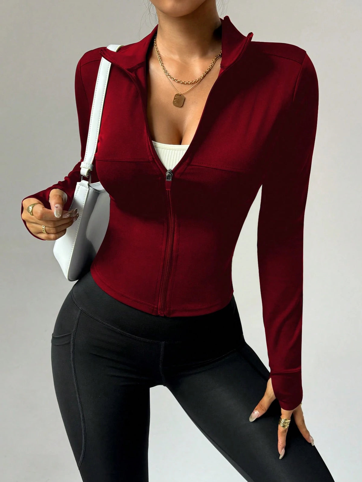 FWH High Turn Rate Slim Waist, Style, Waist-Sculpting Slimming Fitness Retro High-End Street Elegant Sports Jackets