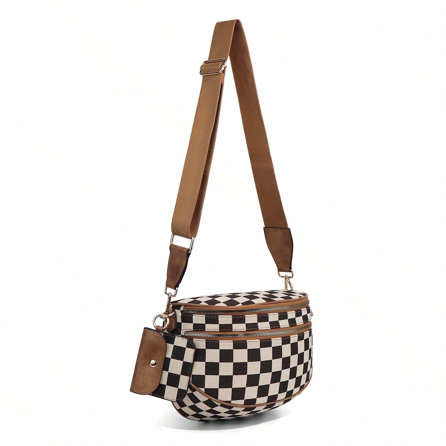 GAINSNS Ladies' Saddle Bag Checked Pattern Crossbody Bag For Women Girls Sling Bag With Adjustable Strap, Lightweight Single Shoulder Women's Bag