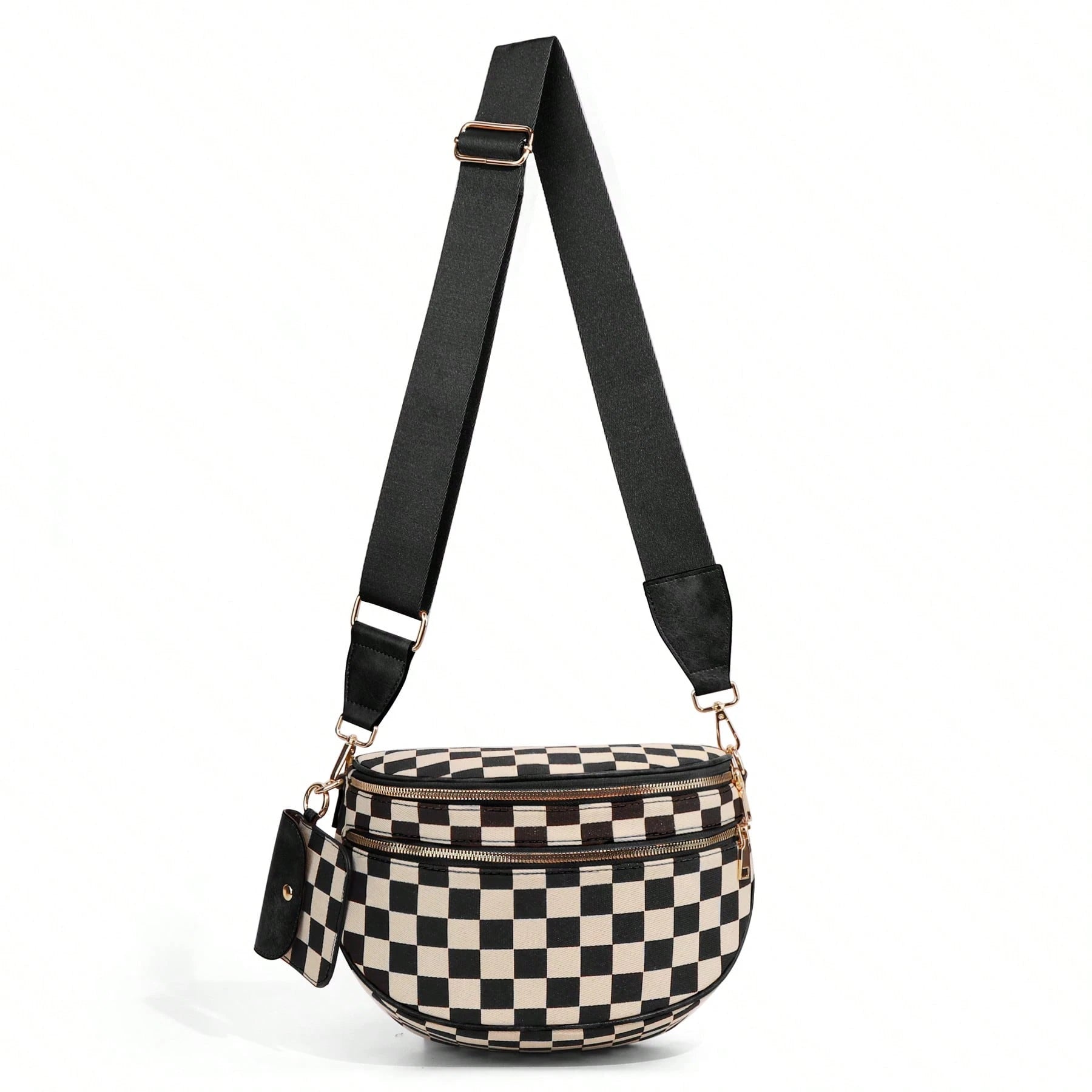GAINSNS Ladies' Saddle Bag Checked Pattern Crossbody Bag For Women Girls Sling Bag With Adjustable Strap, Lightweight Single Shoulder Women's Bag