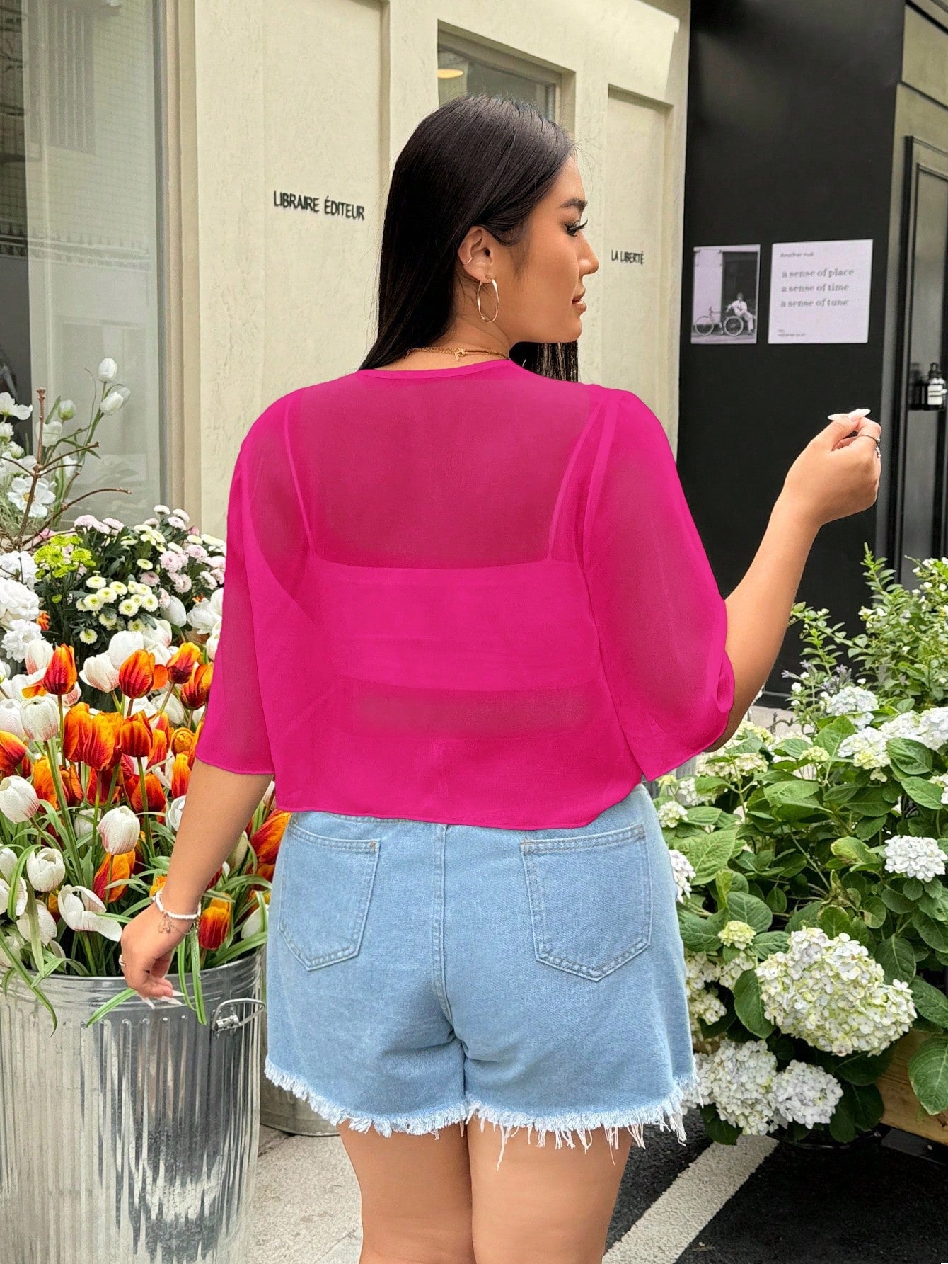 GalTyme Plus Size Women Solid Color Knotted Casual Versatile Daily Wear Top