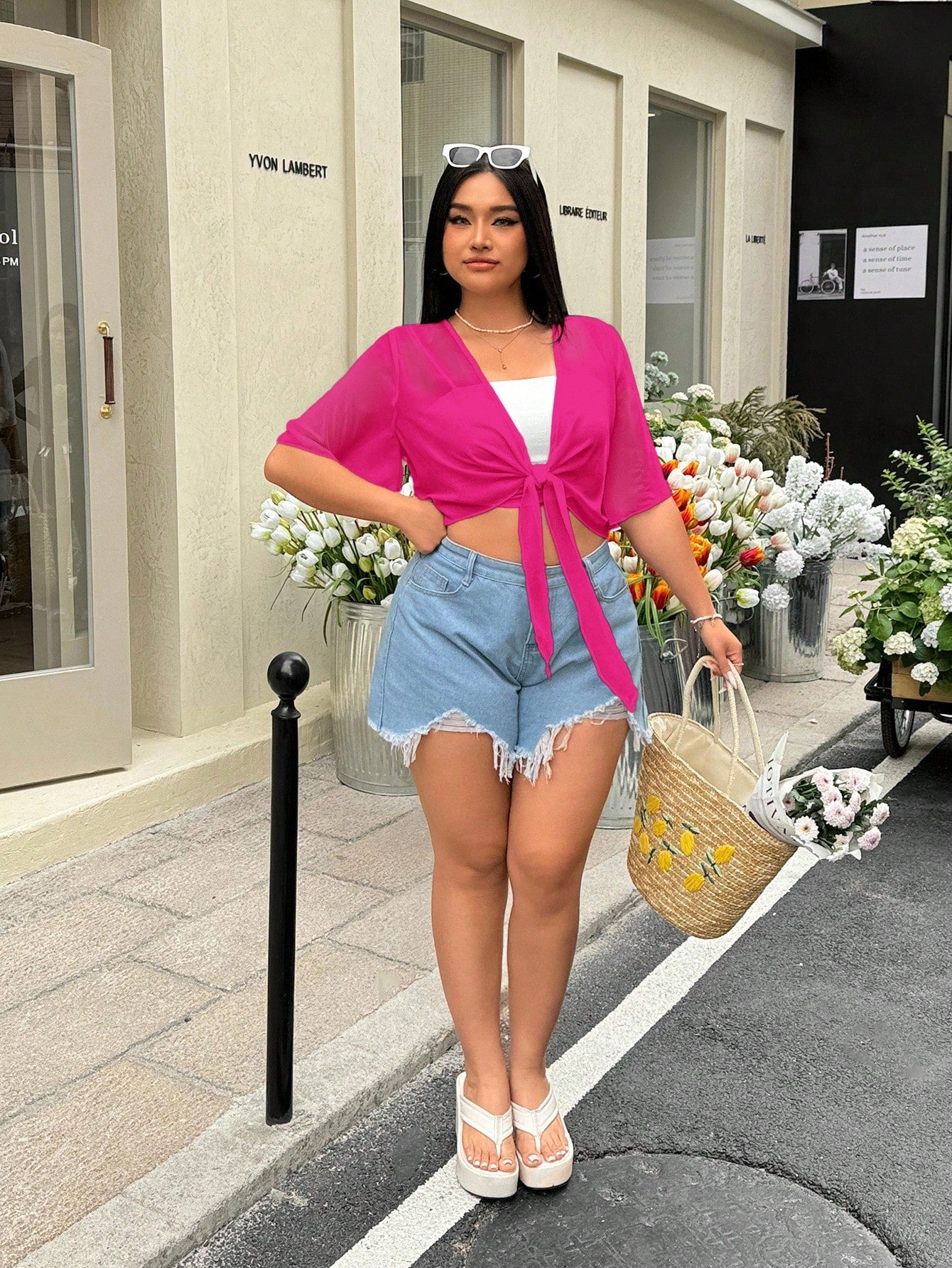 GalTyme Plus Size Women Solid Color Knotted Casual Versatile Daily Wear Top