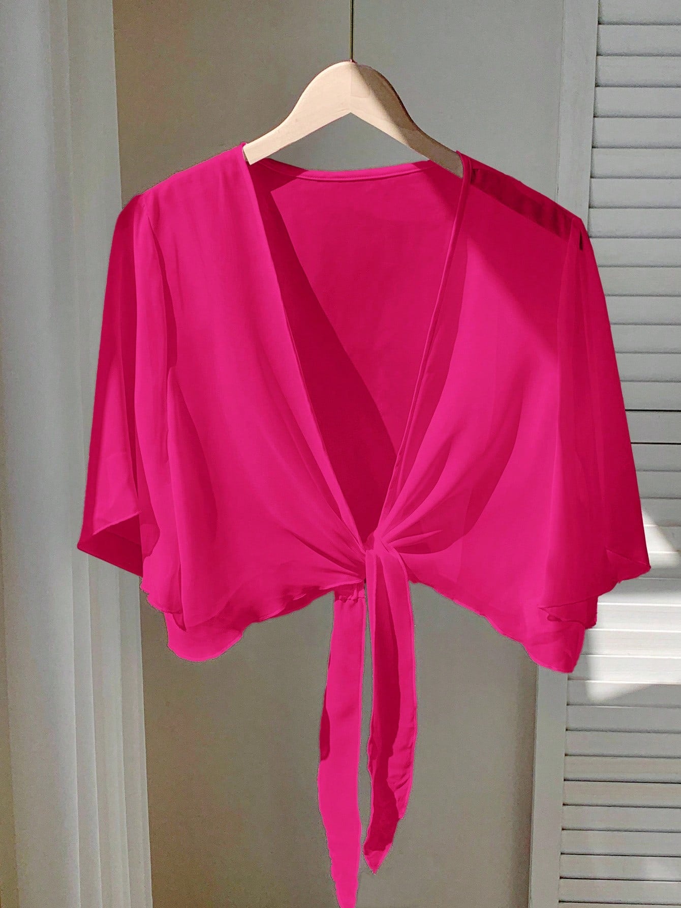 GalTyme Plus Size Women Solid Color Knotted Casual Versatile Daily Wear Top