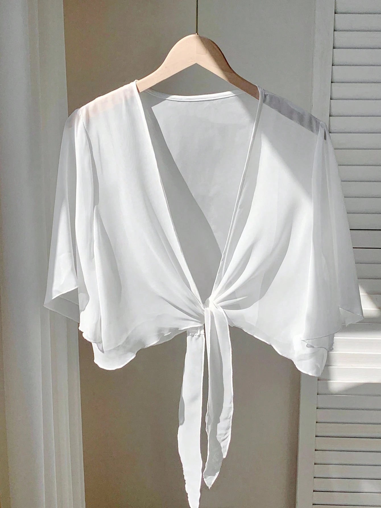 GalTyme White Semi-Sheer Plus Size Light Jacket, Minimalist Elegant Fashion Casual For Everyday Wear Beach Formal Summer