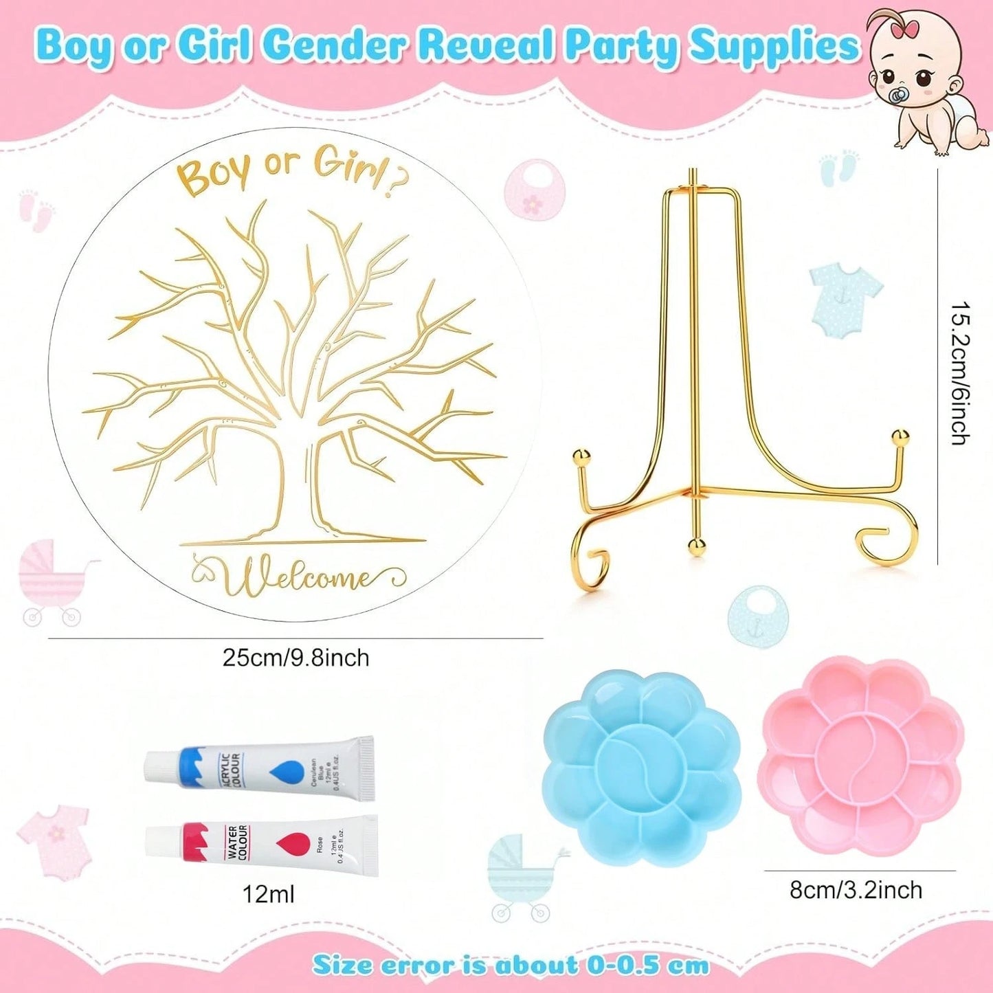 Gender Reveal Fingerprint Tree Boy Or Girl Party Ideas Baby Shower Guest Book Party Game Gender Reveal Party Supplies For Baby Shower He Or She Party Keepsake(Classic)