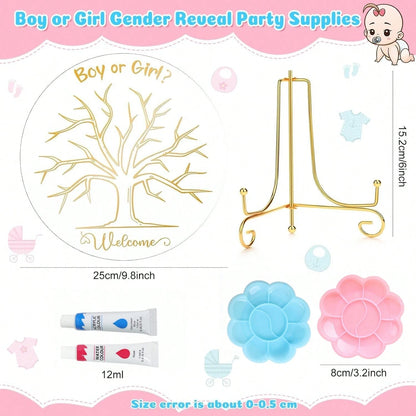 Gender Reveal Fingerprint Tree Boy Or Girl Party Ideas Baby Shower Guest Book Party Game Gender Reveal Party Supplies For Baby Shower He Or She Party Keepsake(Classic)