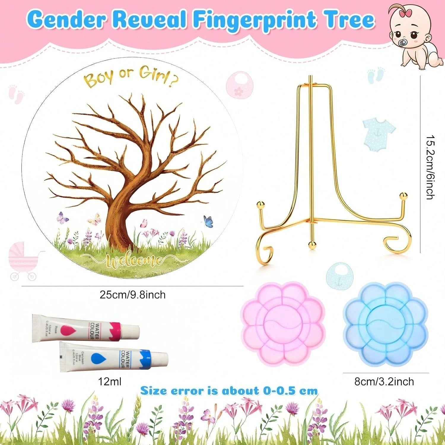 Gender Reveal Fingerprint Tree Boy Or Girl Party Ideas Baby Shower Guest Book Party Game Gender Reveal Party Supplies For Baby Shower He Or She Party Keepsake(Classic)