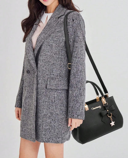 Generic Women Litchi Grain Leather Crossbody Bag, Adjustable Strap Lightweight Shoulder Purse, Casual Portable Handbag For Daily Shopping Travel