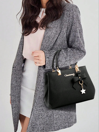 Generic Women Litchi Grain Leather Crossbody Bag, Adjustable Strap Lightweight Shoulder Purse, Casual Portable Handbag For Daily Shopping Travel
