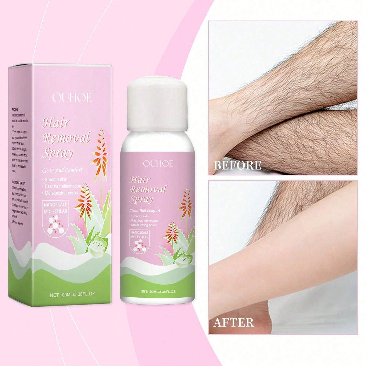 Gentle Hair Removal Mousse Spray, Leg Hair Armpit Hair Body Smooth Skin Cleansing Mousse Skin Spray