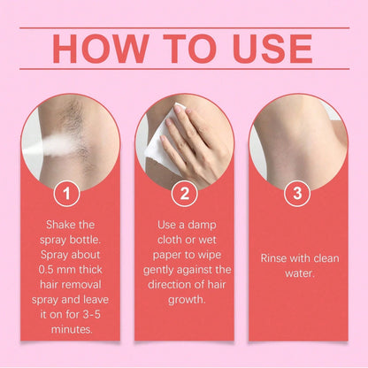 Gentle Hair Removal Mousse Spray, Leg Hair Armpit Hair Body Smooth Skin Cleansing Mousse Skin Spray