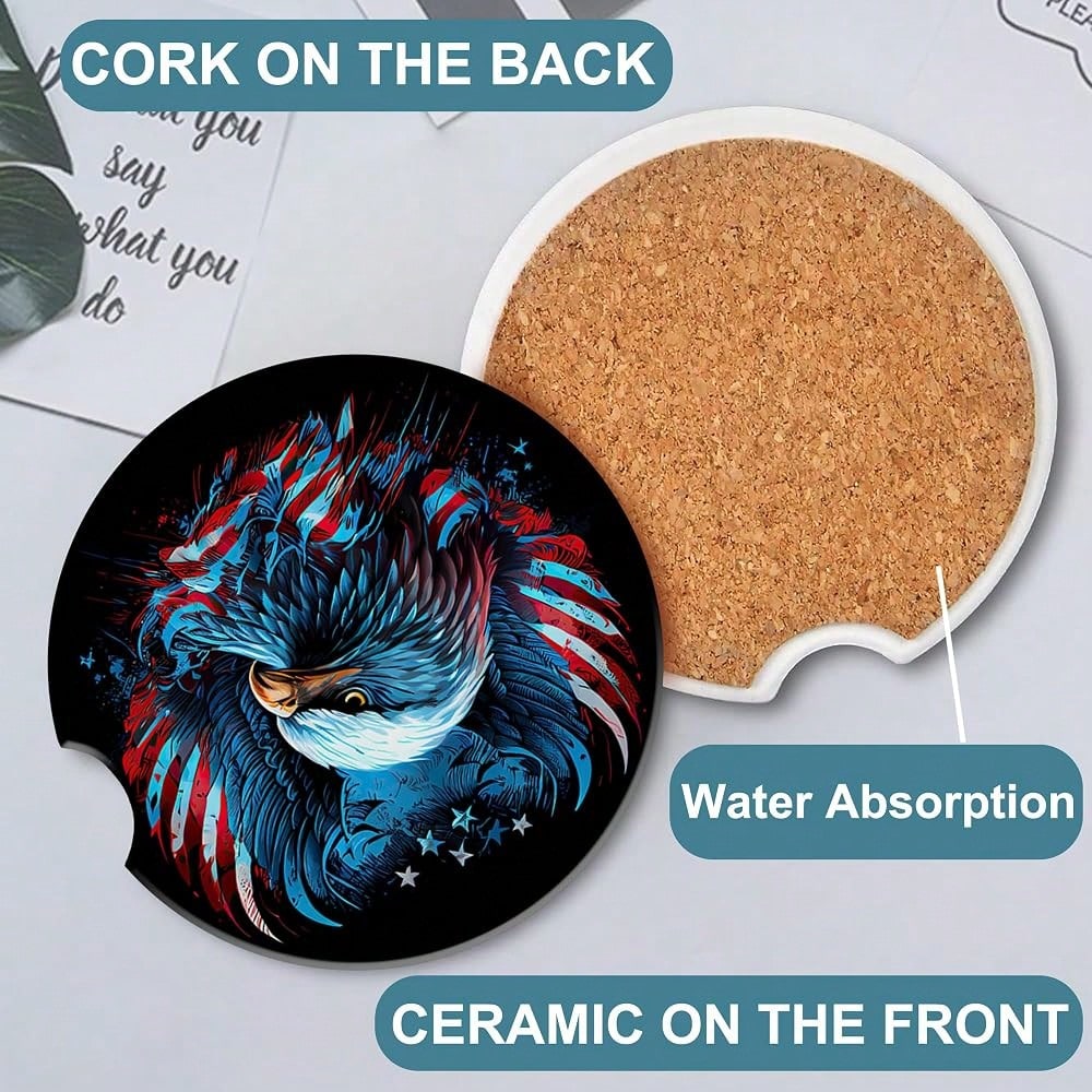 Geometric Pattern Car Cup Holder Coaster,Car Coasters For Cup Holder,2 Pack Abstract Grunge Element Anti-Slip Absorbent Ceramic Car Cup