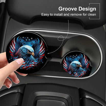 Geometric Pattern Car Cup Holder Coaster,Car Coasters For Cup Holder,2 Pack Abstract Grunge Element Anti-Slip Absorbent Ceramic Car Cup