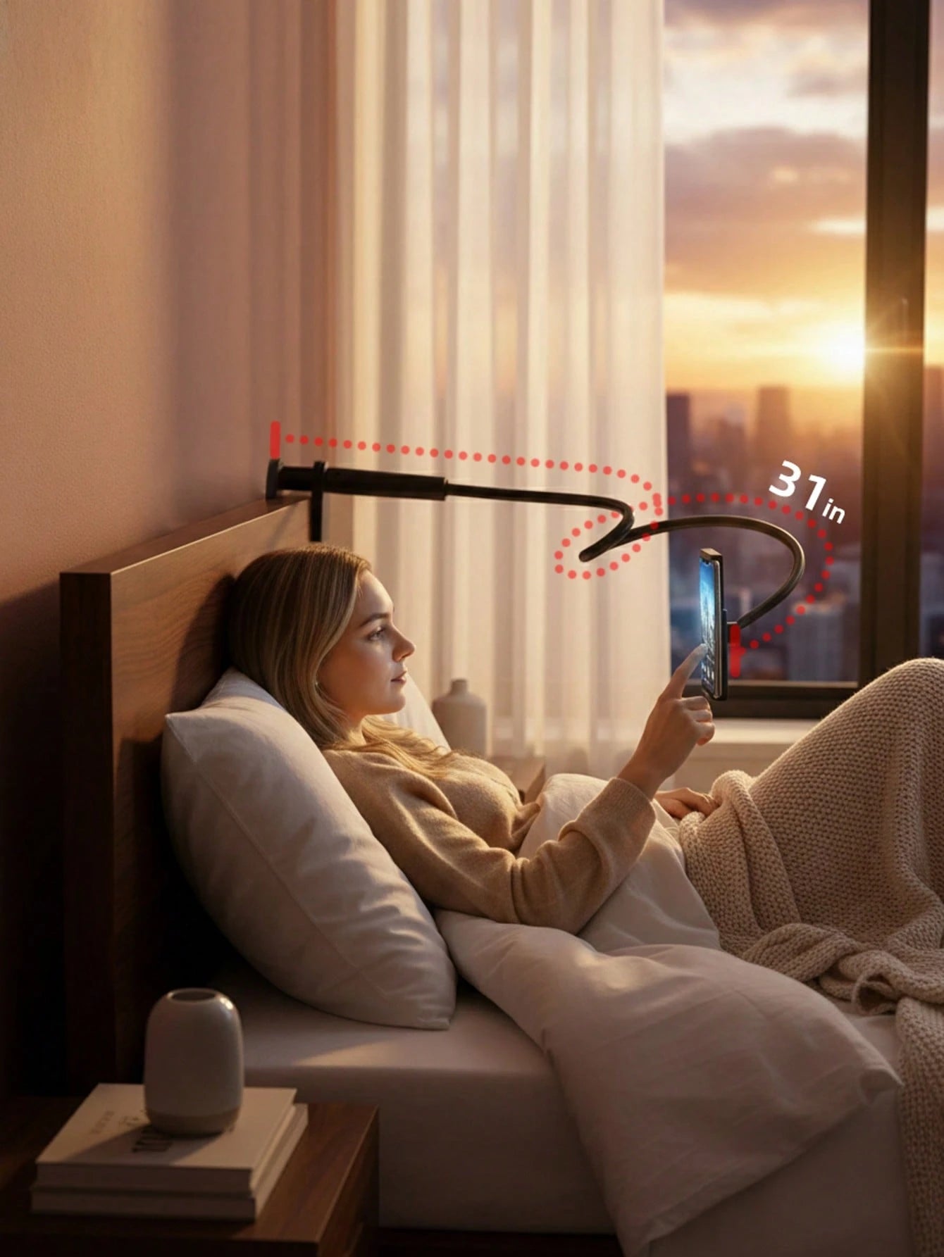 GICOOK Goose Neck Lazy Person Stand- Mobile Phone Stand. Saves Space, Adjustable, Essential For Lazy People, Suitable For Home Use, Office, Travel. It Is Applicable To Android Phones. It Is An Excell