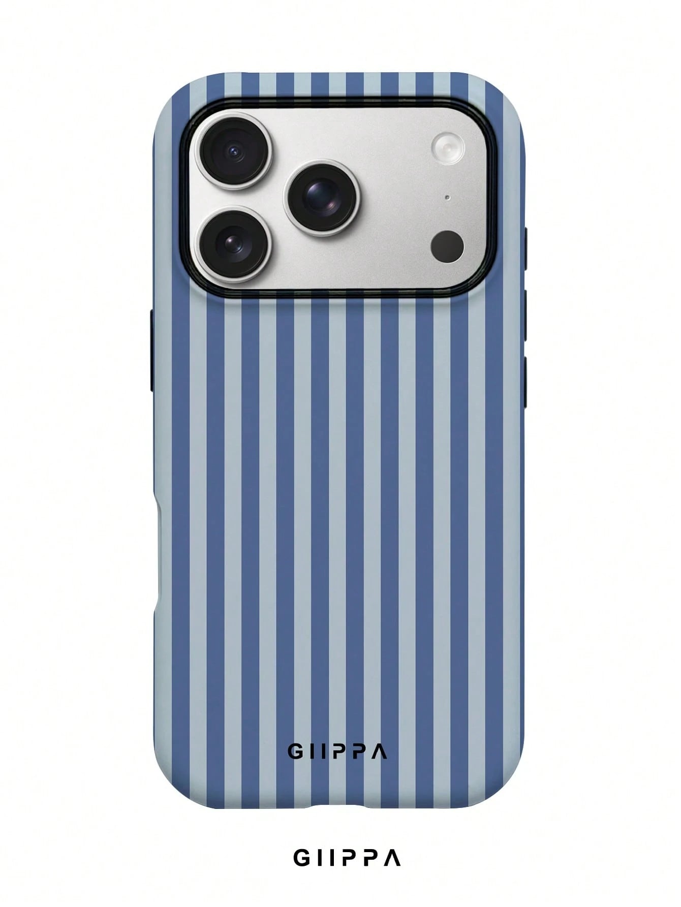 GIIPPA 1pc Foggy Blue Striped Pattern Design, Phone 17 Pro Max Phone Case, Compatible With Phone 16 Pro Max, 15 Pro Max, 14 Pro Max, Korean-Style High-End Fashionable And Fun Phone Case, Compatible Wi