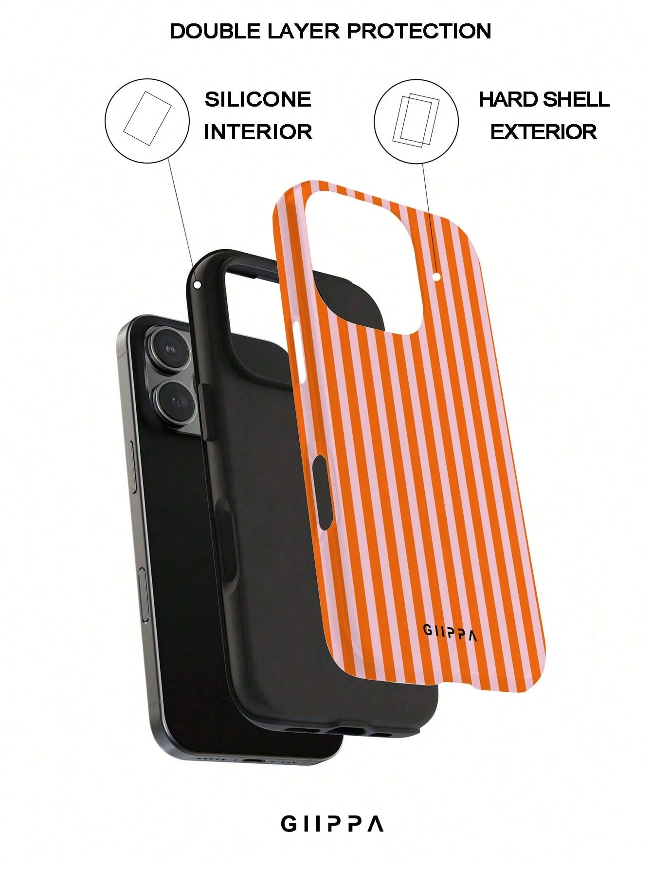 GIIPPA 1pc Foggy Blue Striped Pattern Design, Phone 17 Pro Max Phone Case, Compatible With Phone 16 Pro Max, 15 Pro Max, 14 Pro Max, Korean-Style High-End Fashionable And Fun Phone Case, Compatible Wi