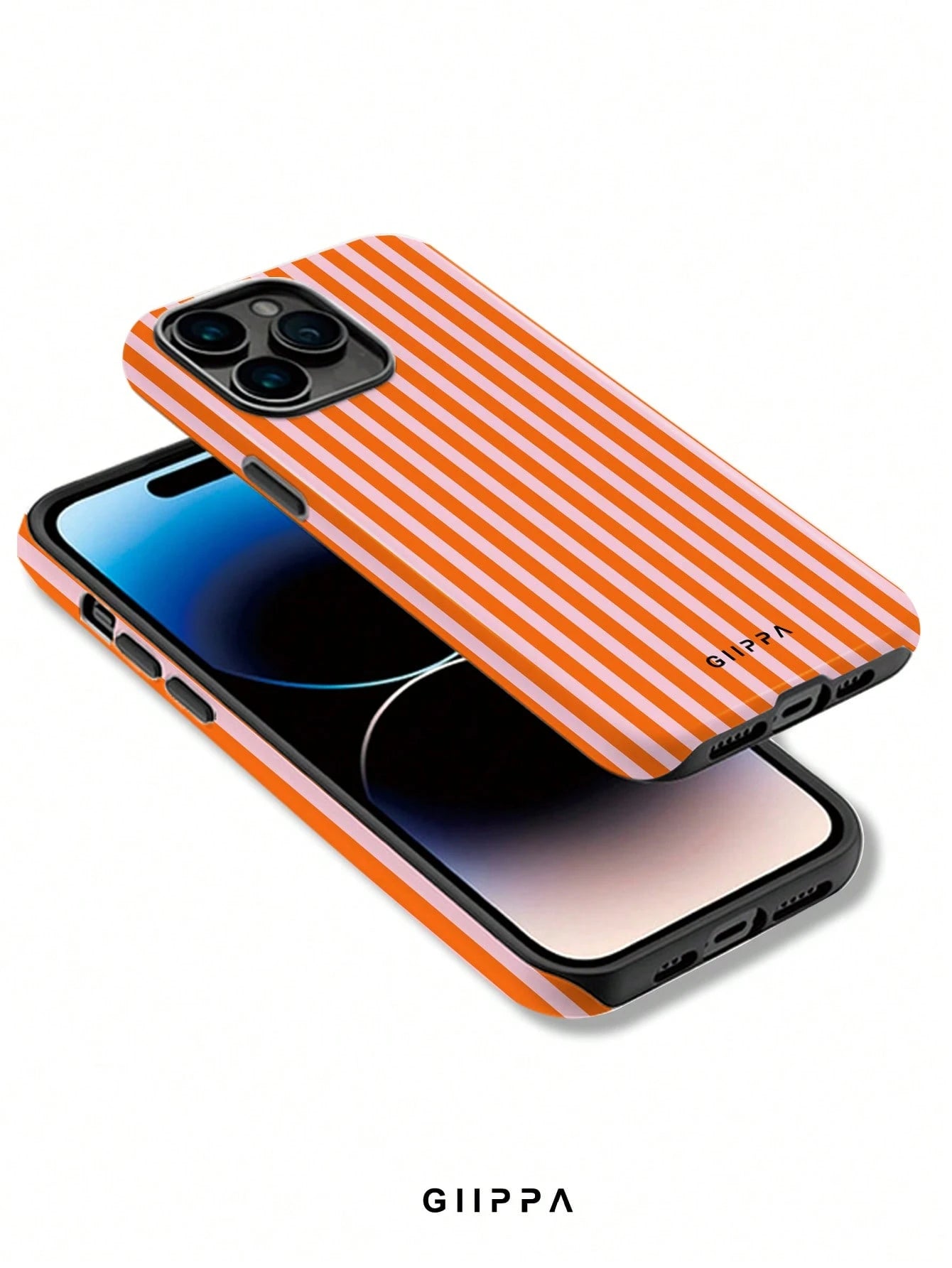 GIIPPA 1pc Foggy Blue Striped Pattern Design, Phone 17 Pro Max Phone Case, Compatible With Phone 16 Pro Max, 15 Pro Max, 14 Pro Max, Korean-Style High-End Fashionable And Fun Phone Case, Compatible Wi
