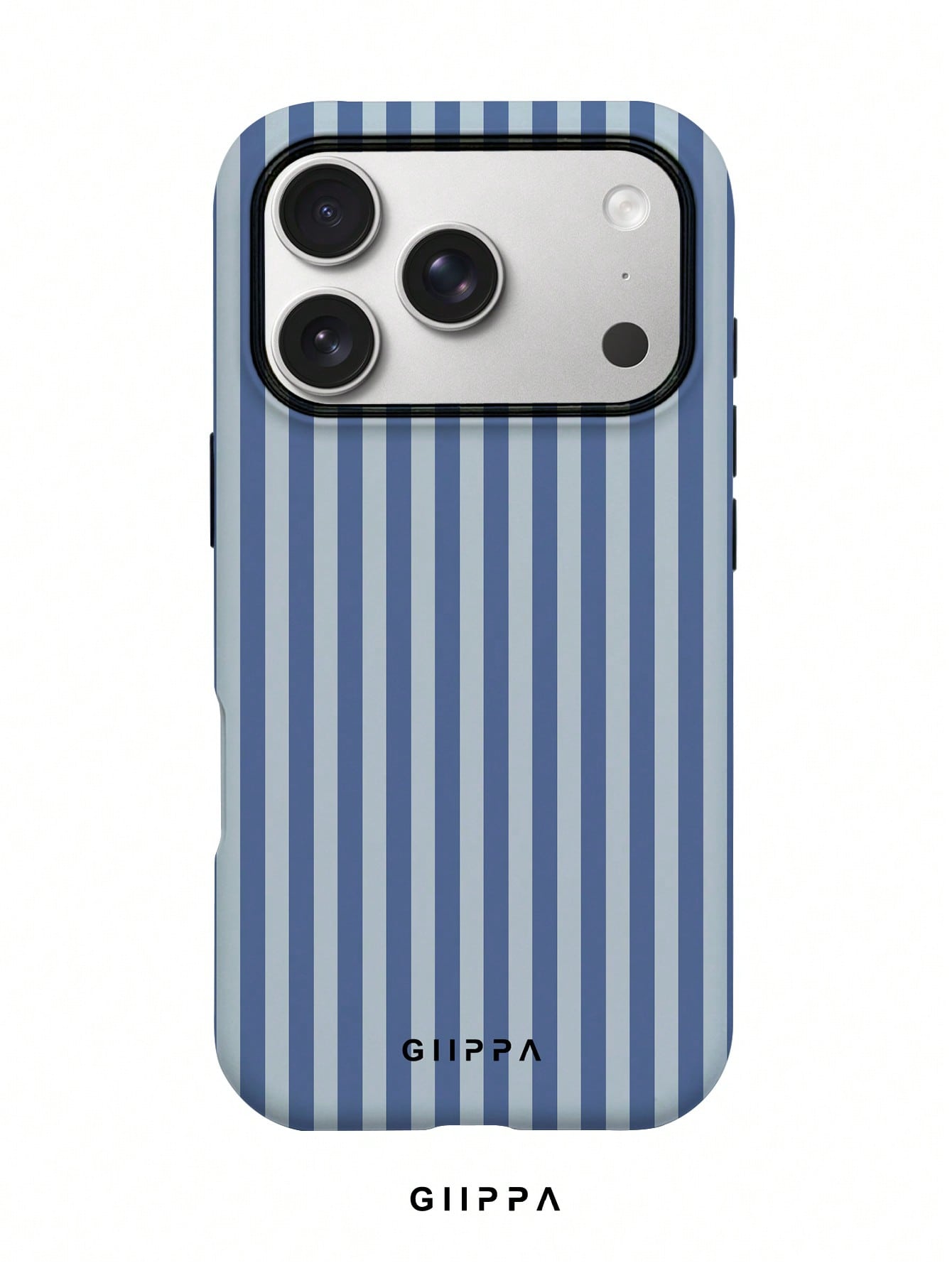 GIIPPA 1pc Foggy Blue Striped Pattern Design, Phone 17 Pro Max Phone Case, Compatible With Phone 16 Pro Max, 15 Pro Max, 14 Pro Max, Korean-Style High-End Fashionable And Fun Phone Case, Compatible Wi