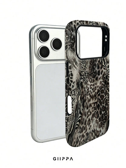 GIIPPA 1pc Grey Leopard, Zebra, Tiger Print Patchwork Design Phone Case, Compatible With Phone 17 Pro Max, 16 Pro Max, 15 Pro Max, 14 Pro Max, 11/12/13/14/15/75 Pro Max Plus, Korean High-End Fashion F