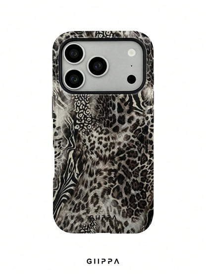 GIIPPA 1pc Grey Leopard, Zebra, Tiger Print Patchwork Design Phone Case, Compatible With Phone 17 Pro Max, 16 Pro Max, 15 Pro Max, 14 Pro Max, 11/12/13/14/15/75 Pro Max Plus, Korean High-End Fashion F