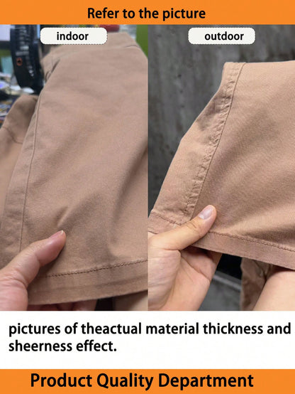 GILIPUR Y2K Style Loose Straight Khaki Multi-Pocket Casual Retro Elegant Wide Leg Pants, Street Fashion Spring