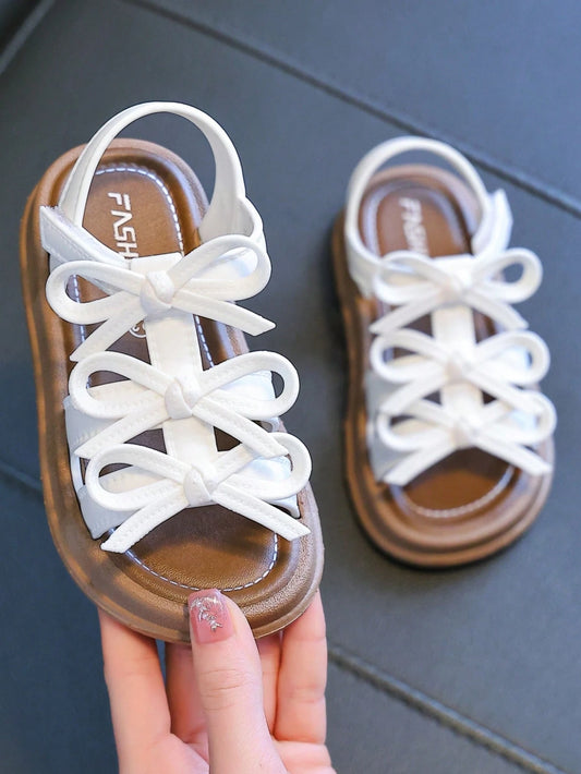 Girls' Sandals Beach Shoes Spring Summer New Sweet Bow Fashion Versatile Indoor Soft Sole Comfortable