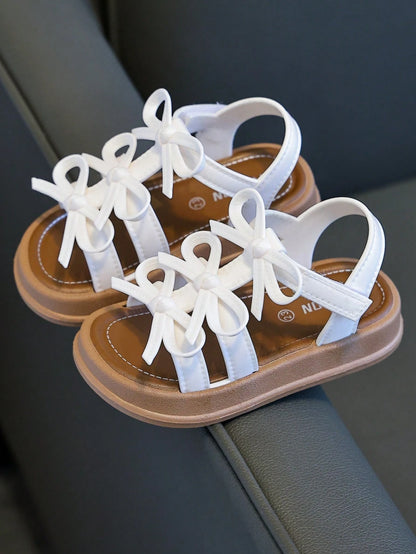 Girls' Sandals Beach Shoes Spring Summer New Sweet Bow Fashion Versatile Indoor Soft Sole Comfortable