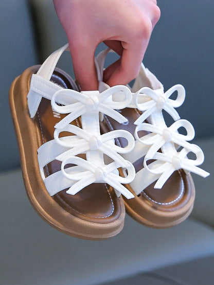 Girls' Sandals Beach Shoes Spring Summer New Sweet Bow Fashion Versatile Indoor Soft Sole Comfortable
