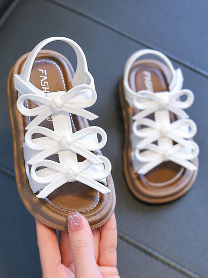 Girls' Sandals Beach Shoes Spring Summer New Sweet Bow Fashion Versatile Indoor Soft Sole Comfortable