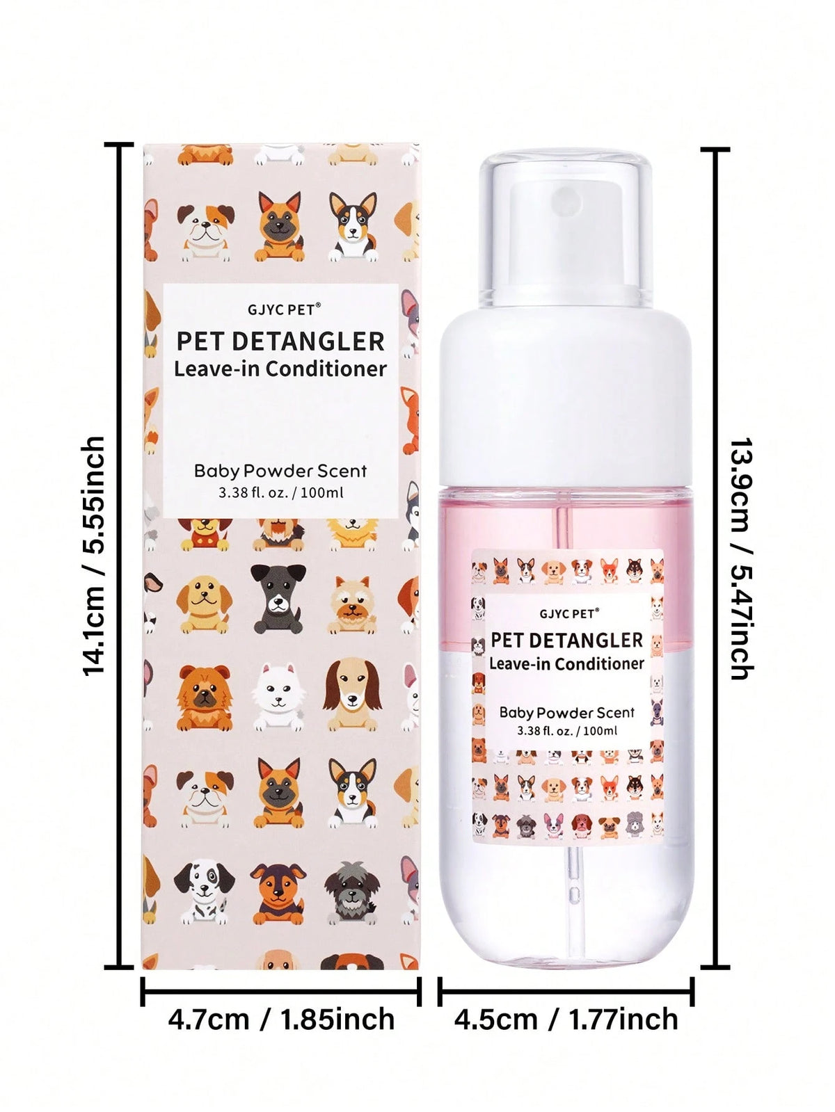 GJYC PET 3.38 Fl Oz Dog Detangling Spray- Leave-In Conditioner With Coconut Oil, Jojoba Oil And Squalane, Available In Classic Powder And Lavender Scents, Helps Dog Fur Smooth And Shiny
