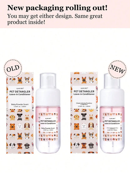 GJYC PET 3.38 Fl Oz Dog Detangling Spray- Leave-In Conditioner With Coconut Oil, Jojoba Oil And Squalane, Available In Classic Powder And Lavender Scents, Helps Dog Fur Smooth And Shiny
