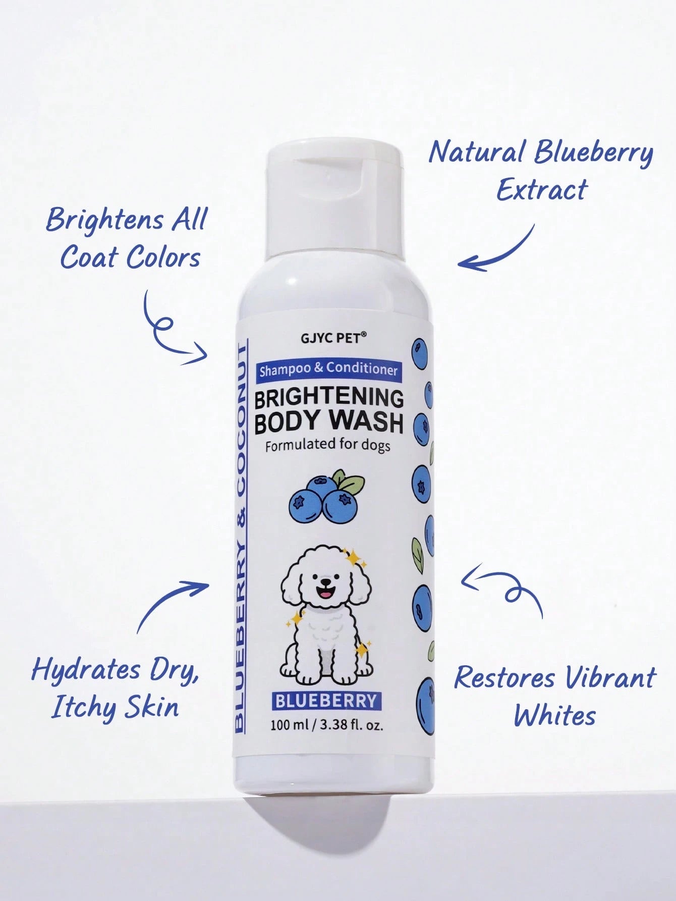 GJYC PET Dog Whitening Shampoo- Pet Grooming Brightening Shampoo, Creates Bright White Fur- Enhances Shine And Softness
