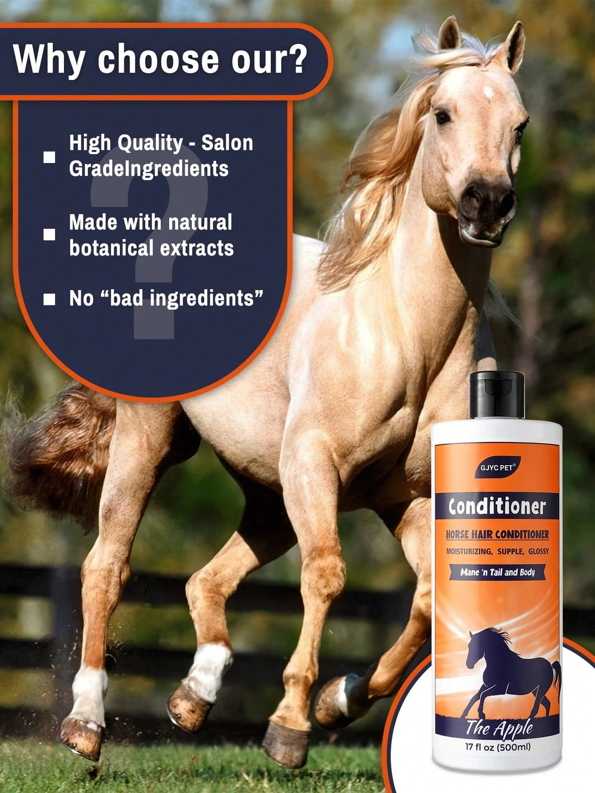GJYC PET Equine Hair Conditioner 17 Oz- Detangler & Shine Enhancer For Horse Mane & Tail- Restores Softness & Hydration