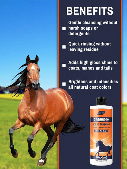 GJYC PET Equine Horse Shampoo – Conditions & Moisturizes Coat, Mane & Tail, Enhances All Coat Colors, Promotes Shine, For All Horses & Pets, PH Balanced, 17 Fl Oz