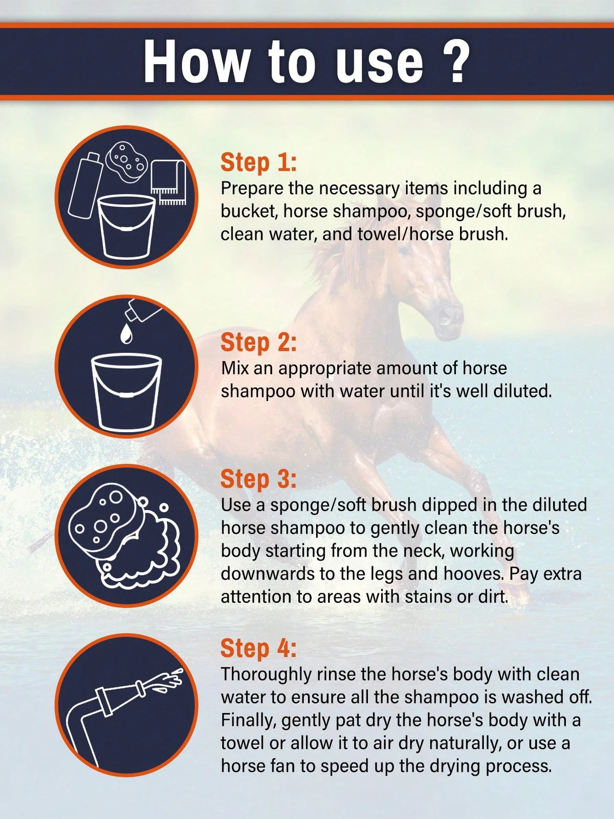 GJYC PET Equine Horse Shampoo – Conditions & Moisturizes Coat, Mane & Tail, Enhances All Coat Colors, Promotes Shine, For All Horses & Pets, PH Balanced, 17 Fl Oz