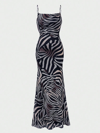 Glamful Spring/Summer Lightweight Elegant Casual Party Backless Tie Leopard & Zebra Print Dress Beach Vacation Outfits For Women