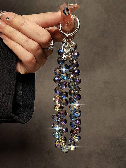 Glitter Beaded Phone Accessories Chain- Shiny Transparent Beads, Phone Lanyard, Keychain, Compatible With Apple/Phone Cases, Plastic Material