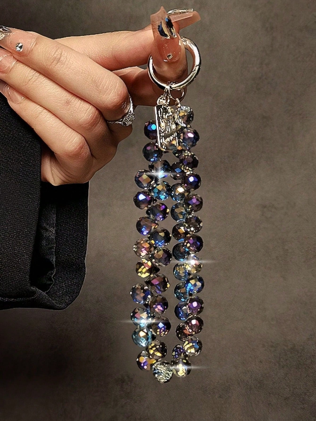 Glitter Beaded Phone Accessories Chain- Shiny Transparent Beads, Phone Lanyard, Keychain, Compatible With Apple/Phone Cases, Plastic Material