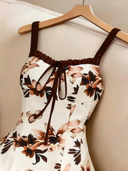 GlowEve Tulip Print Dress, Artistic Floral Sleeveless Summer Vacation Dress
