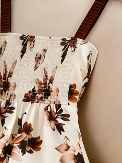 GlowEve Tulip Print Dress, Artistic Floral Sleeveless Summer Vacation Dress