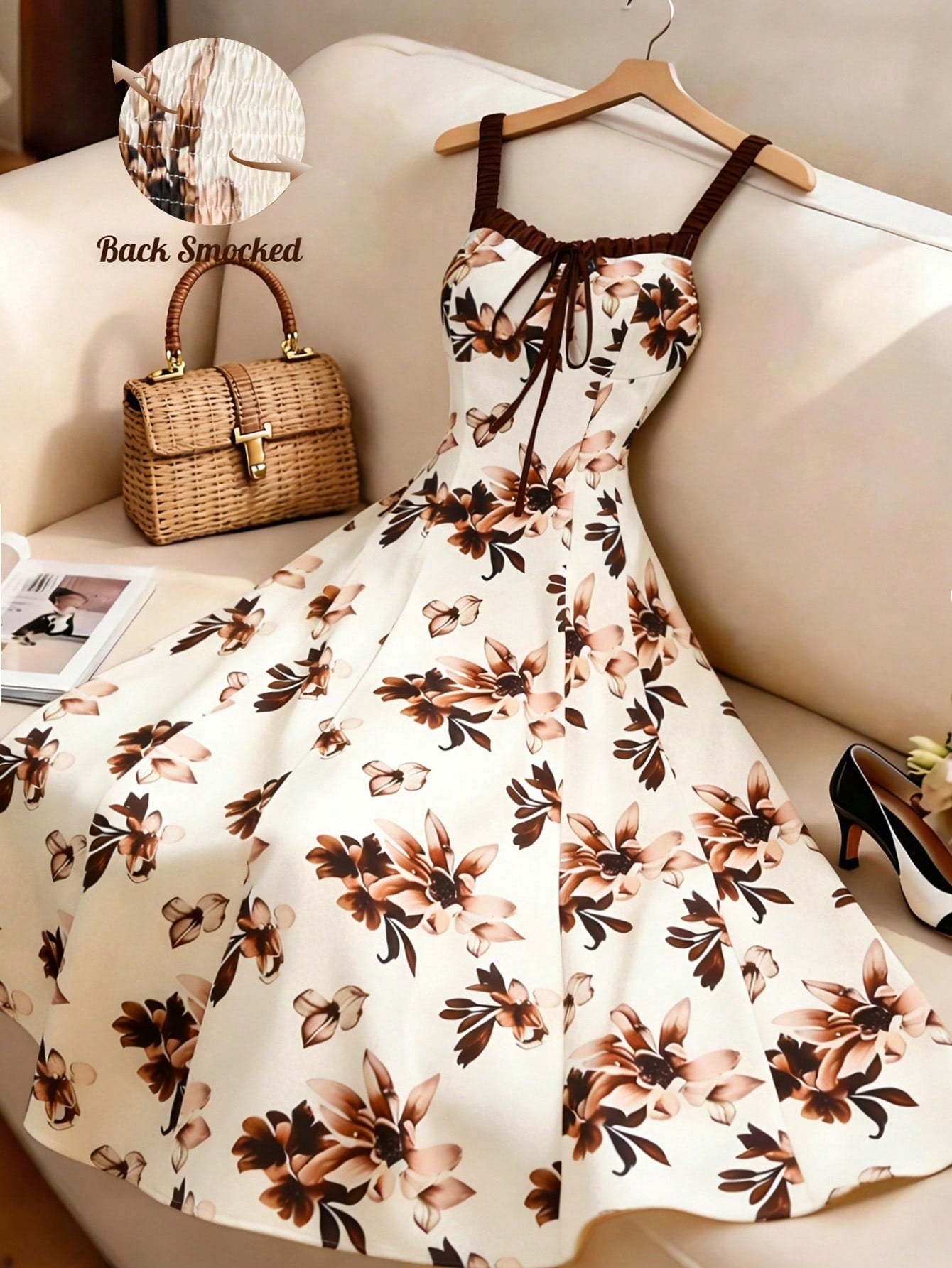 GlowEve Tulip Print Dress, Artistic Floral Sleeveless Summer Vacation Dress