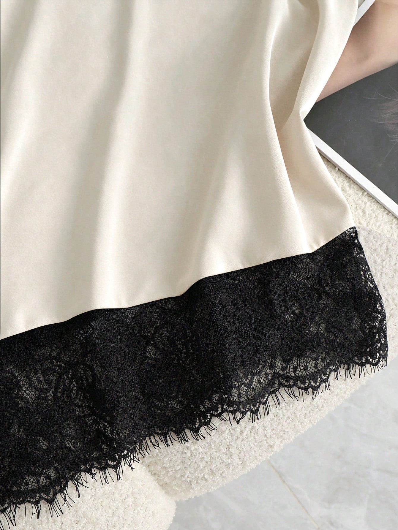 GlowEve Women's Halter Neck Camisole,Black And Beige,Summer,Seductive,Party Night,Asymmetric Hem Lace Trim Vest Top,Backless Bodycon Sleeveless Blouse