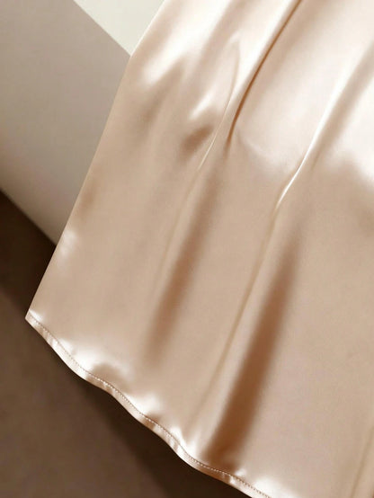 GlowEve Women's Solid Color Pleated Elegant Waist Midi Dress For Party