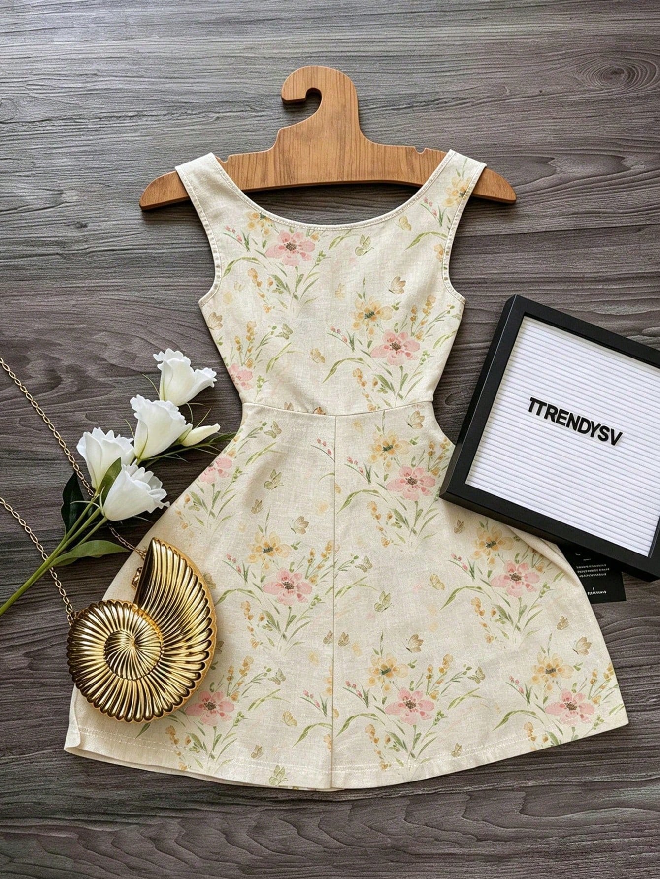 GlowEve Women's V-Neck One-Shoulder Vintage Elegant Pleated A-Line Dress,Pale Yellow Floral Print Cottage Core Summer Picnic Beach Vacation Cruise Outfit