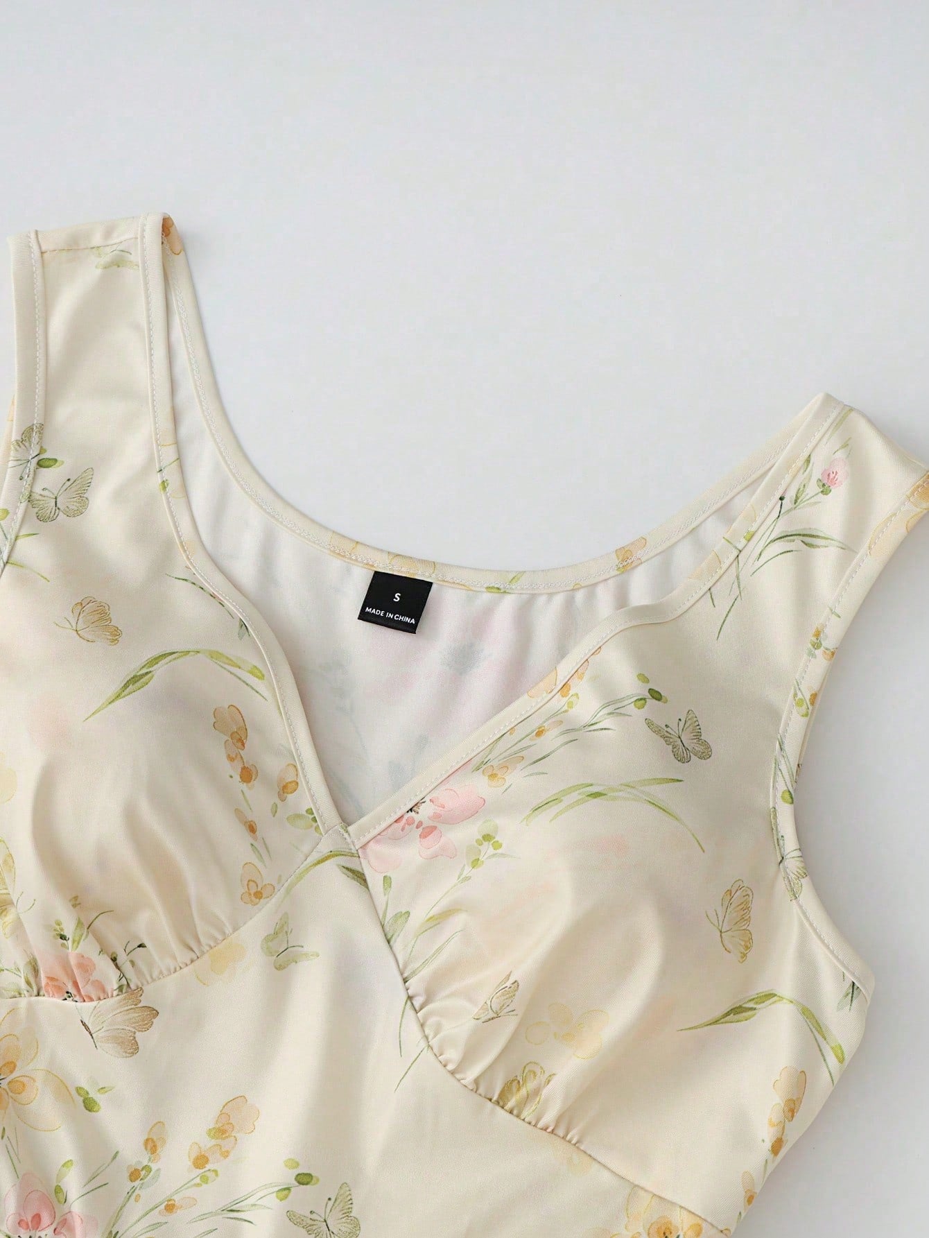 GlowEve Women's V-Neck One-Shoulder Vintage Elegant Pleated A-Line Dress,Pale Yellow Floral Print Cottage Core Summer Picnic Beach Vacation Cruise Outfit