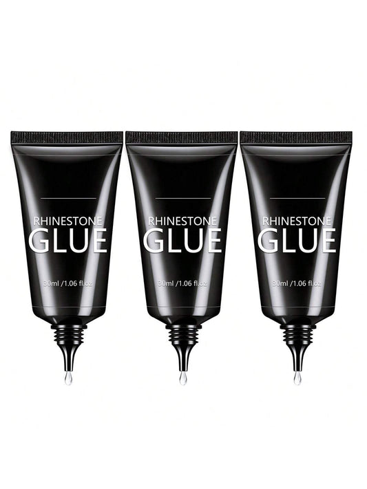 GLOZ 3pcs/Set 30ml Nail Art Rhinestone Gel, Super Strong Gel Nail Polish, Suitable For Nail Decoration, 3D Nail Art, Shiny Gel, Gem Nail Art, Diamond Nails, Requires UV/LED Curing, Beauty Gift