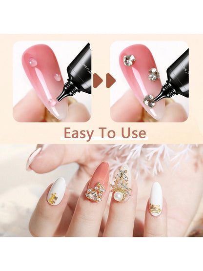 GLOZ 3pcs/Set 30ml Nail Art Rhinestone Gel, Super Strong Gel Nail Polish, Suitable For Nail Decoration, 3D Nail Art, Shiny Gel, Gem Nail Art, Diamond Nails, Requires UV/LED Curing, Beauty Gift