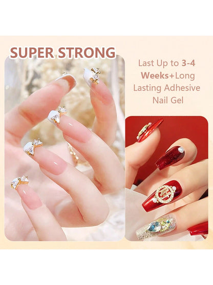 GLOZ 3pcs/Set 30ml Nail Art Rhinestone Gel, Super Strong Gel Nail Polish, Suitable For Nail Decoration, 3D Nail Art, Shiny Gel, Gem Nail Art, Diamond Nails, Requires UV/LED Curing, Beauty Gift