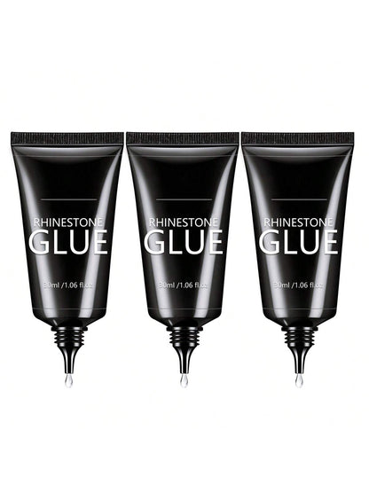 GLOZ 3pcs/Set 30ml Nail Art Rhinestone Gel, Super Strong Gel Nail Polish, Suitable For Nail Decoration, 3D Nail Art, Shiny Gel, Gem Nail Art, Diamond Nails, Requires UV/LED Curing, Beauty Gift