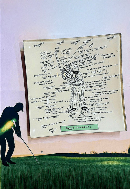 Golf Sketch Swing The Club Decoupage Glass Tray - Ben's Garden