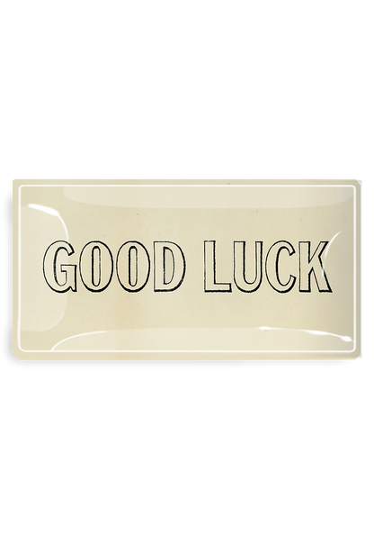 Good Luck Outline Decoupage Glass Tray - Ben's Garden